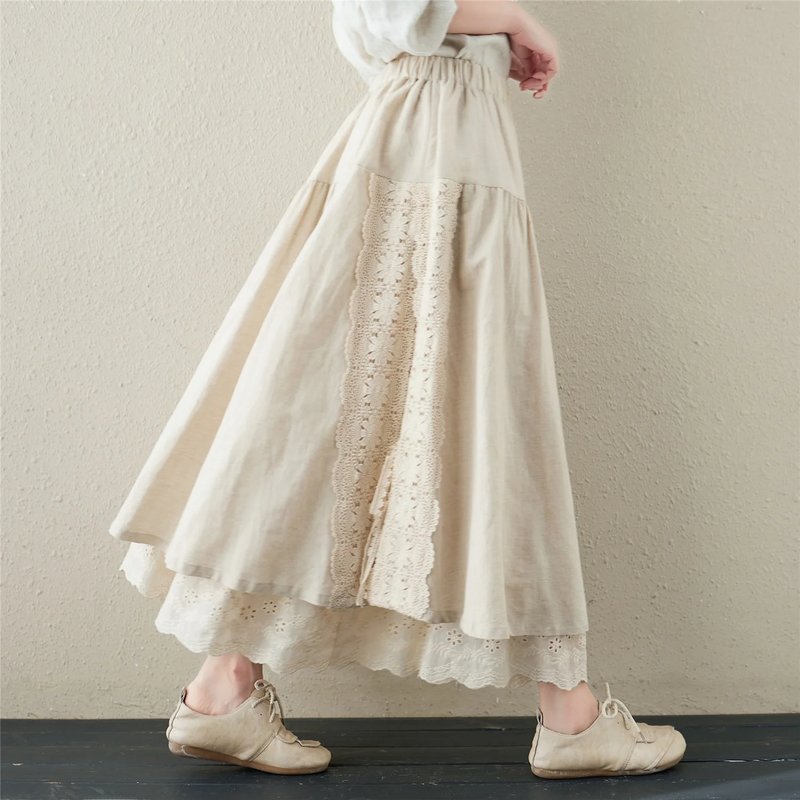 Embroidered A-Line Midi Skirt