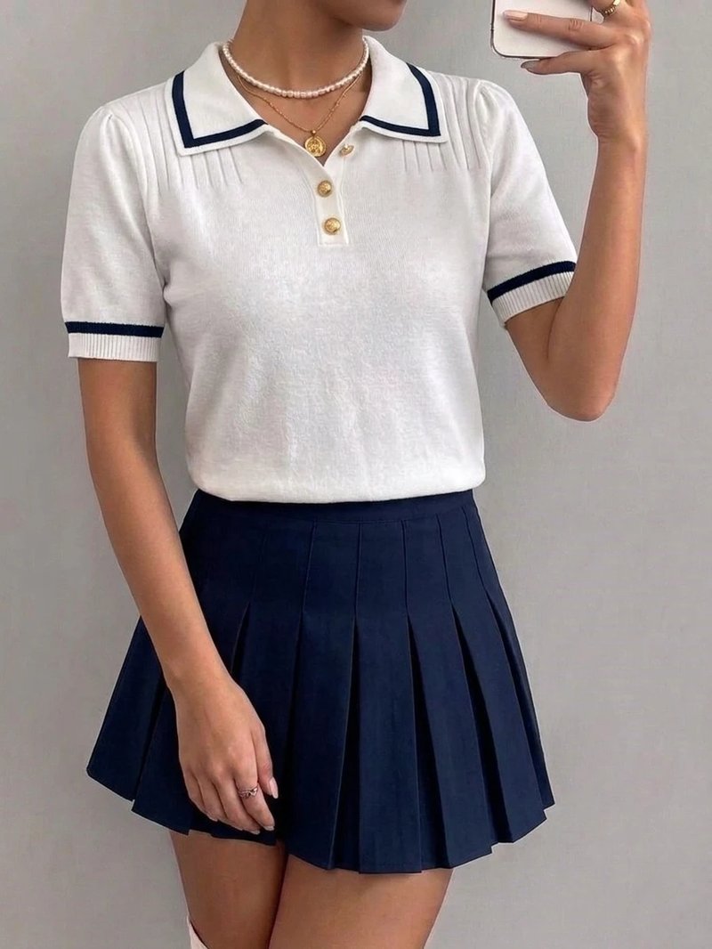 Elegant Knit Polo Shirt for Women