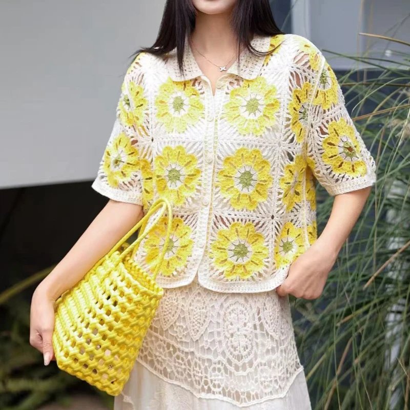 Bohemian Crochet Polo Shirt