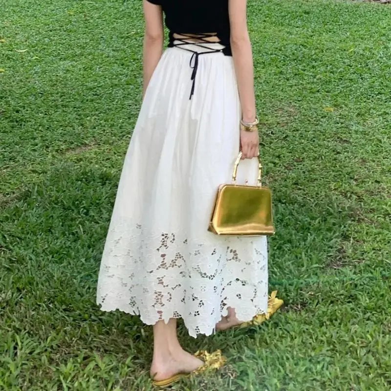 Elegant Vintage Embroidered Summer Skirt