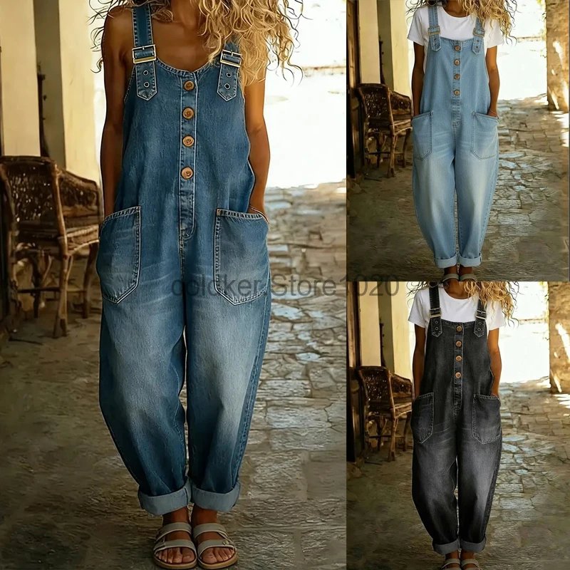 Stylish Sleeveless Denim Jumpsuit