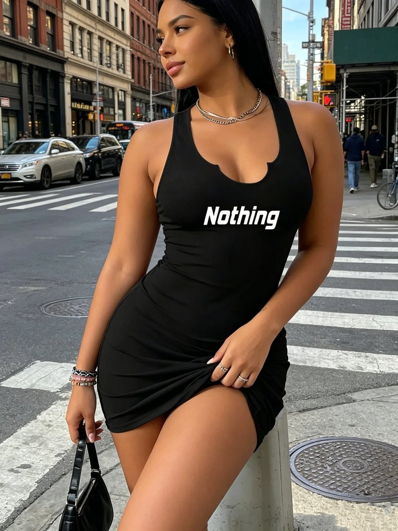 Chic Black V-Neck Sleeveless Dress