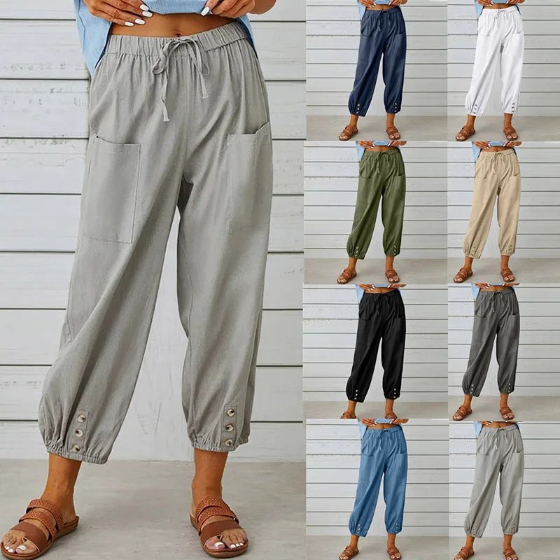 High-Waist Loose Linen Pants
