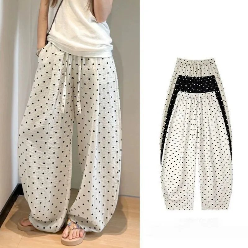 Summer Polka Dot Linen Pants