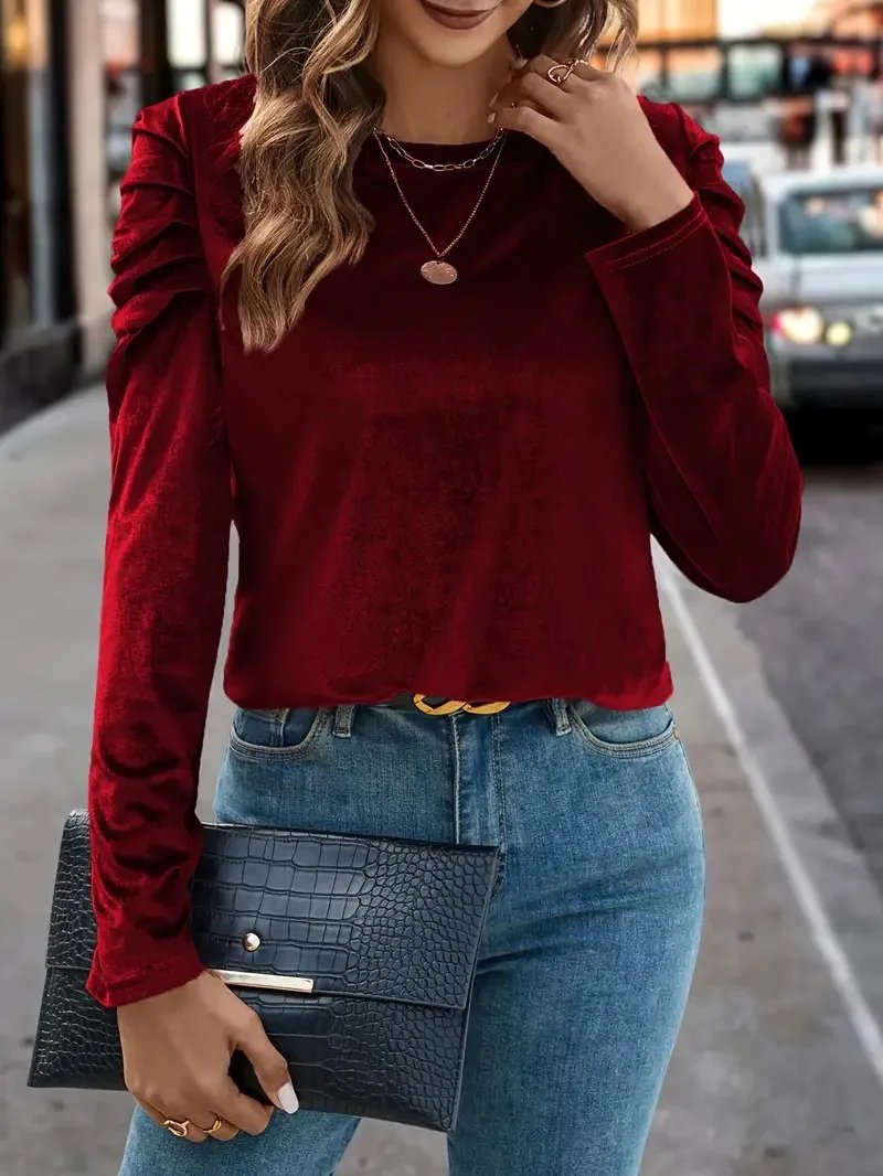 Chic Plus Size Velvet Blouse