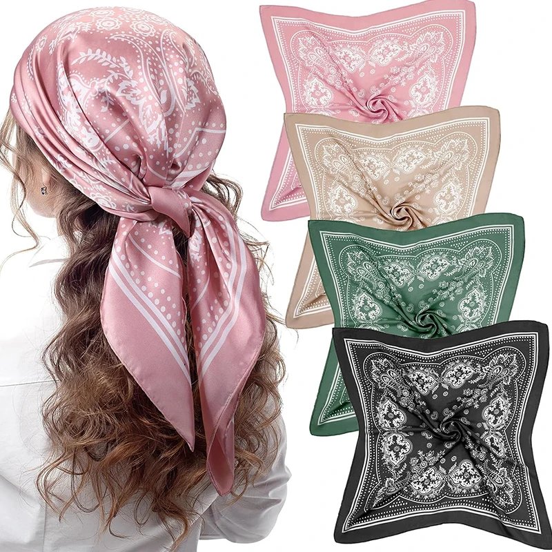 Set of 4 Stylish Satin Bandanas