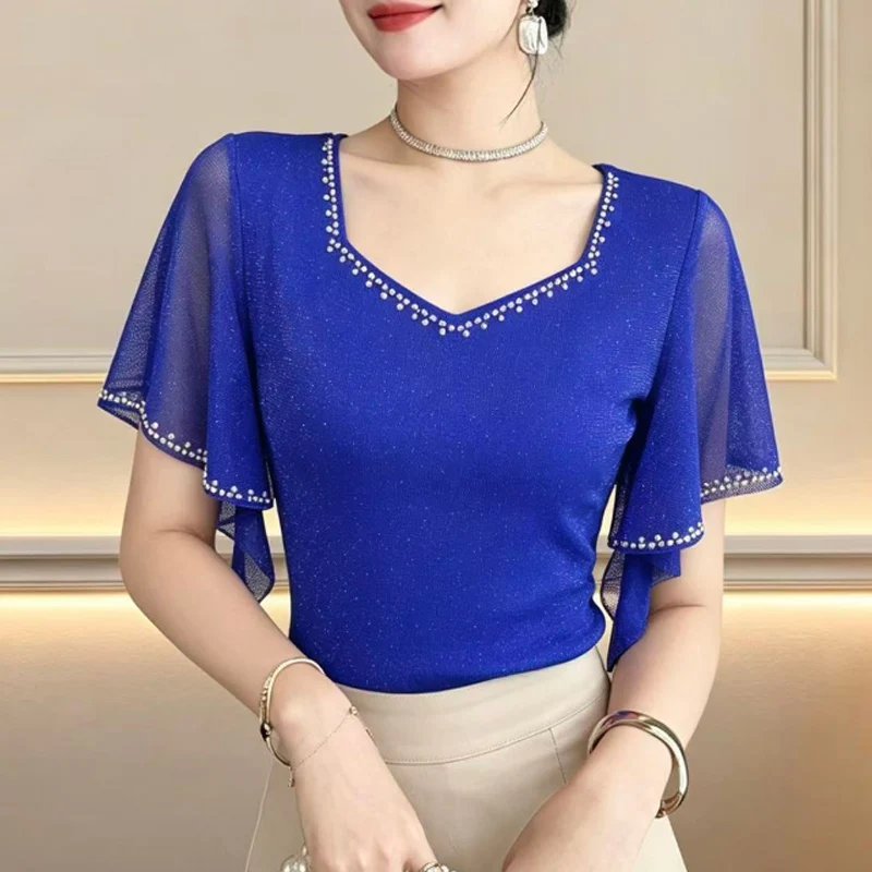 Stylish Summer Diamond Mesh Top