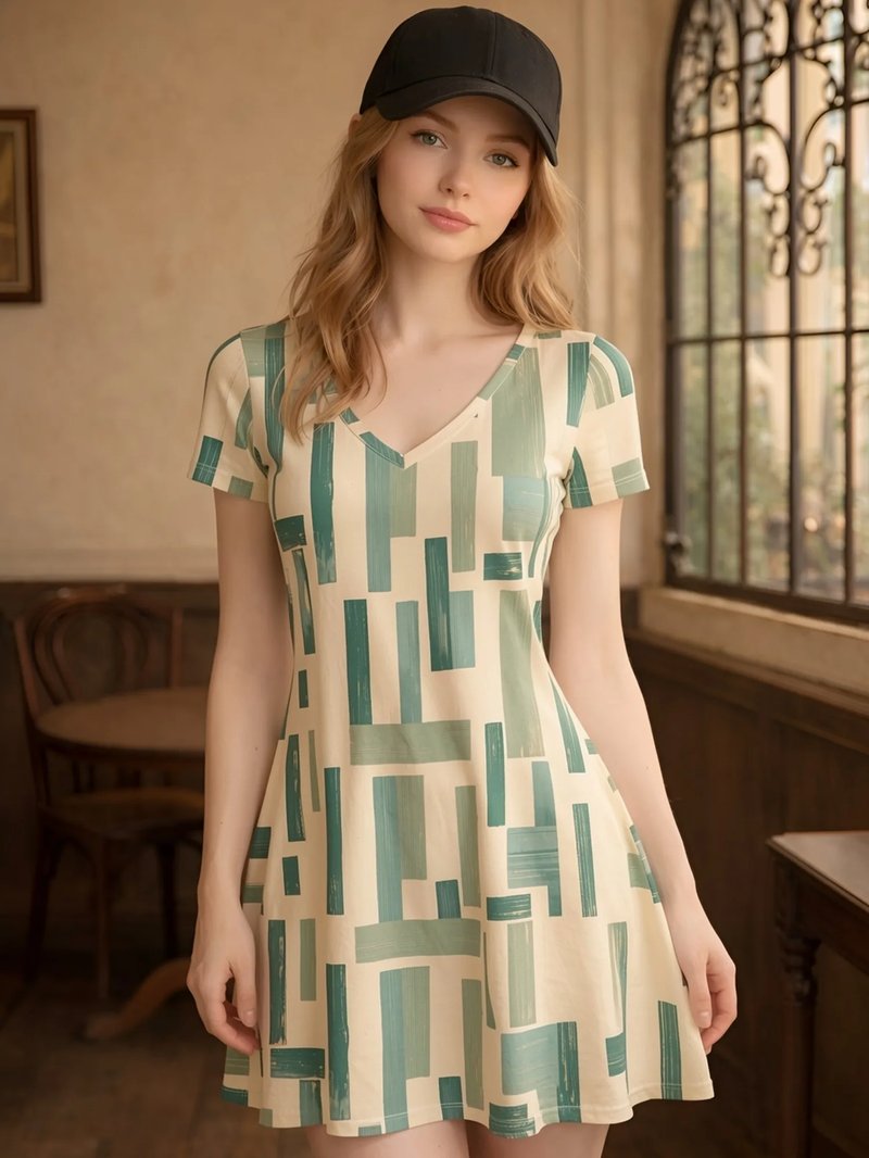 Floral V-Neck Fit and Flare Dress