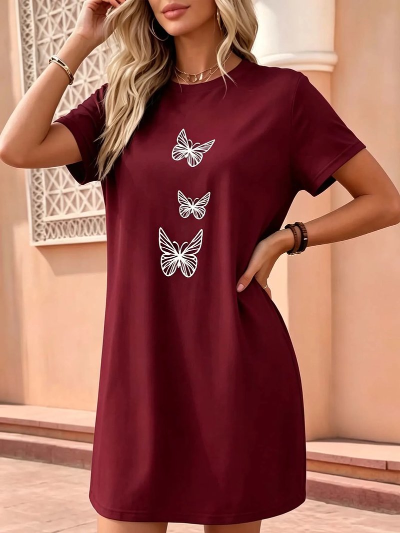 Elegant Butterfly Print Summer Dress