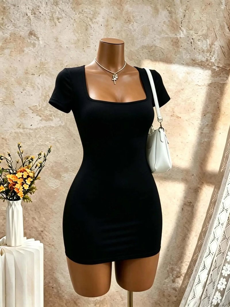 Chic Black Bodycon Mini Dress