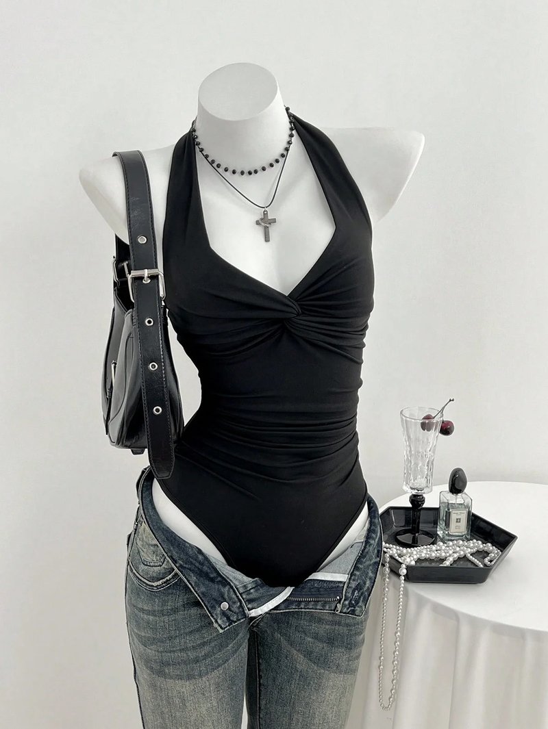 Chic Deep V Bodysuit for Women