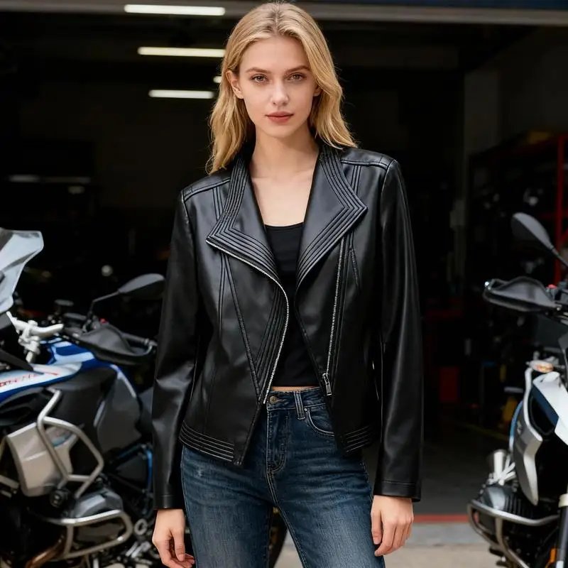 Chic Quilted Crop Leather Jacket