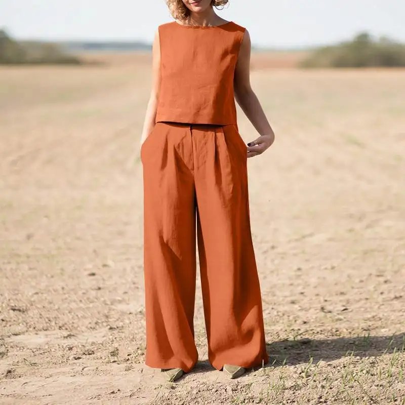 Chic Summer Cotton-Linen Two-Piece Set