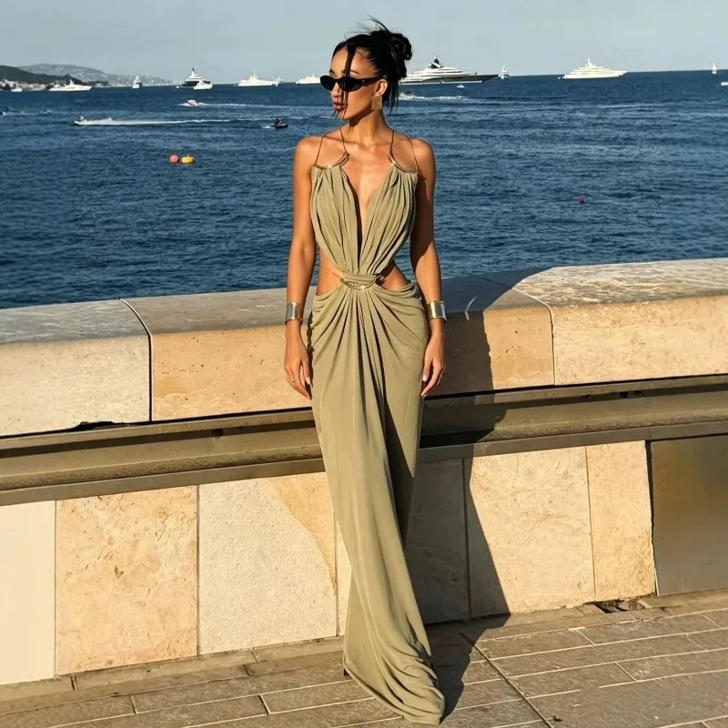 Elegant Deep V Maxi Dress