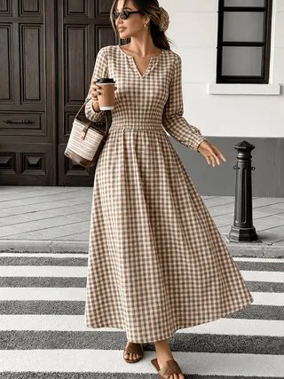 Vintage Gingham Maxi Dress