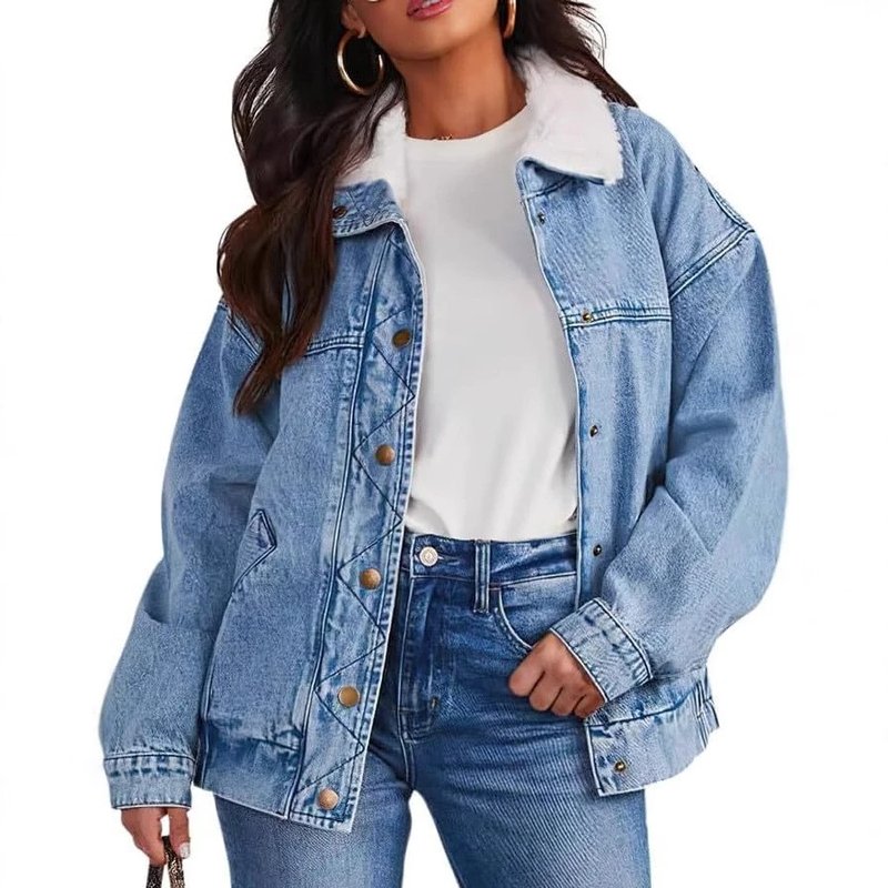 Warm Sherpa-Lined Denim Jacket