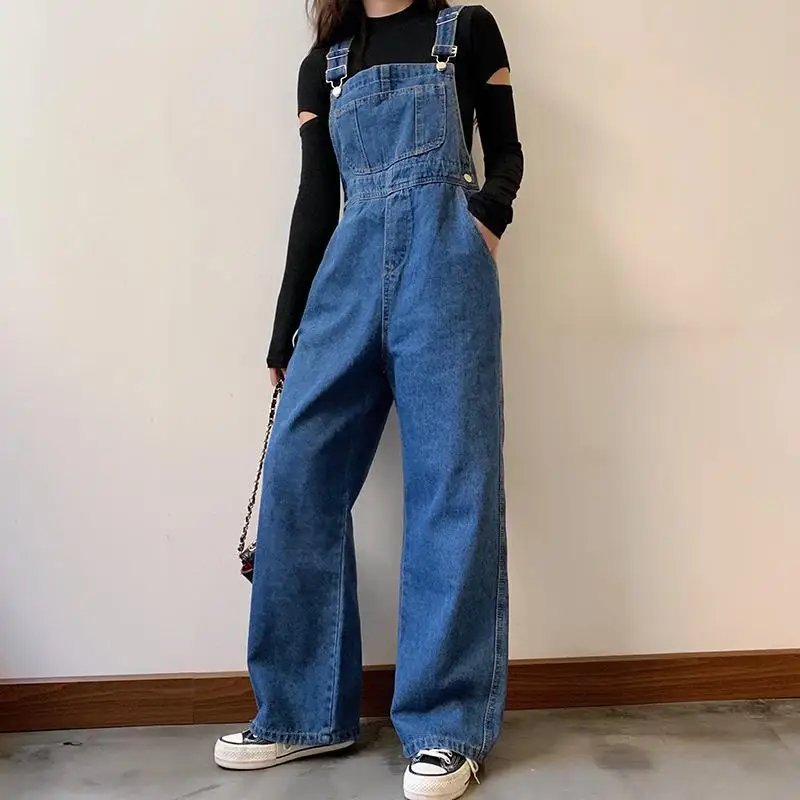 Stylish High-Waisted Denim Overalls