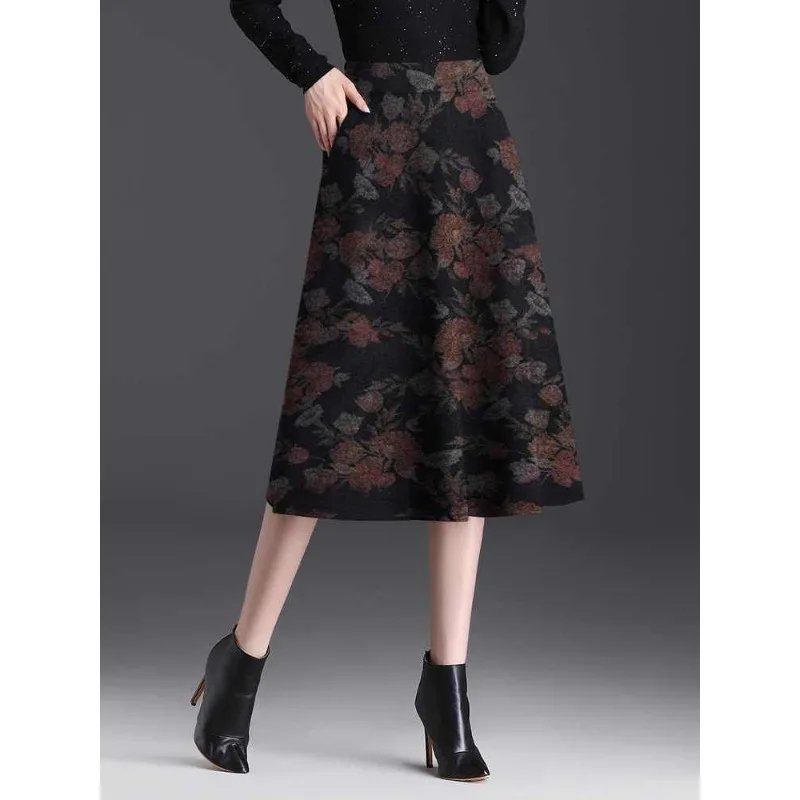 Floral High Waist Midi Skirt