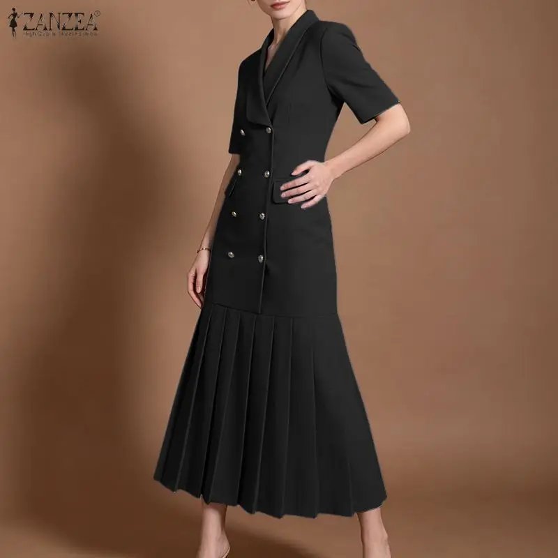 Elegant Pleated Blazer Dress