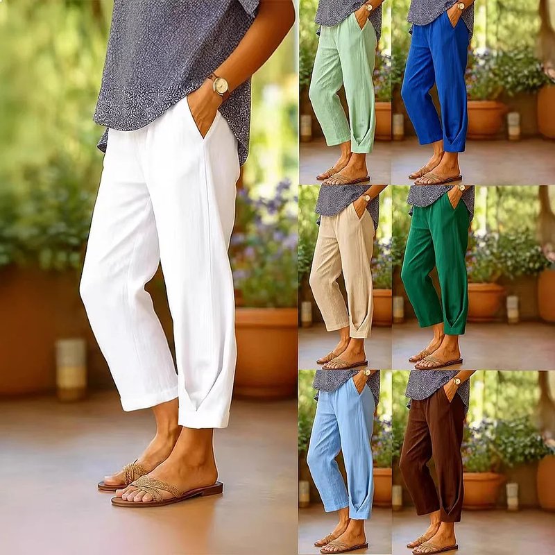 Casual Wide Leg Linen Pants