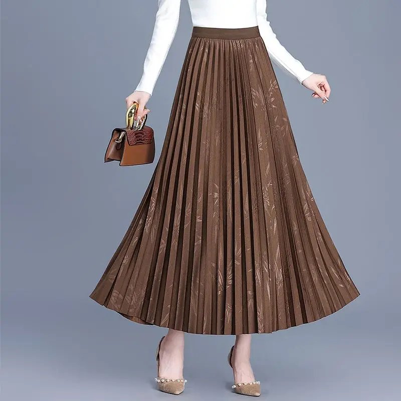 Elegant High Waist Pleated Maxi Skirt