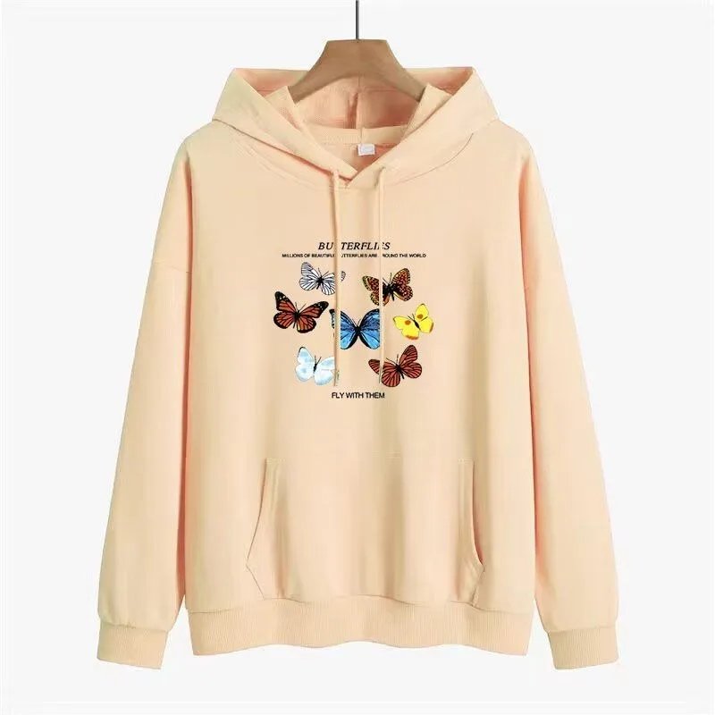 Colorful Butterfly Print Hoodie