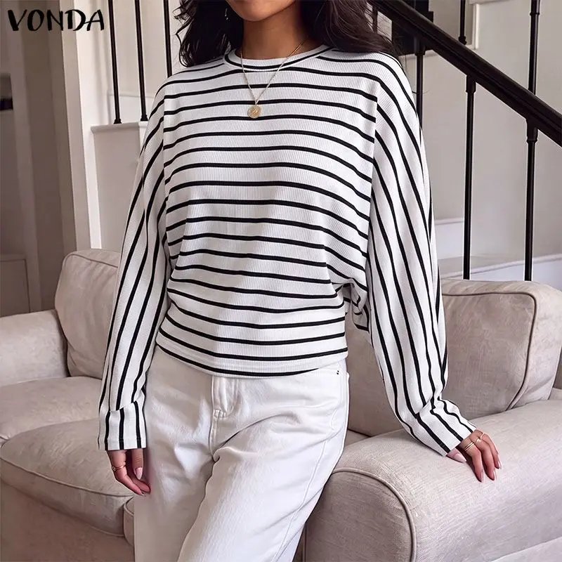 Plus Size Striped Knit Pullover