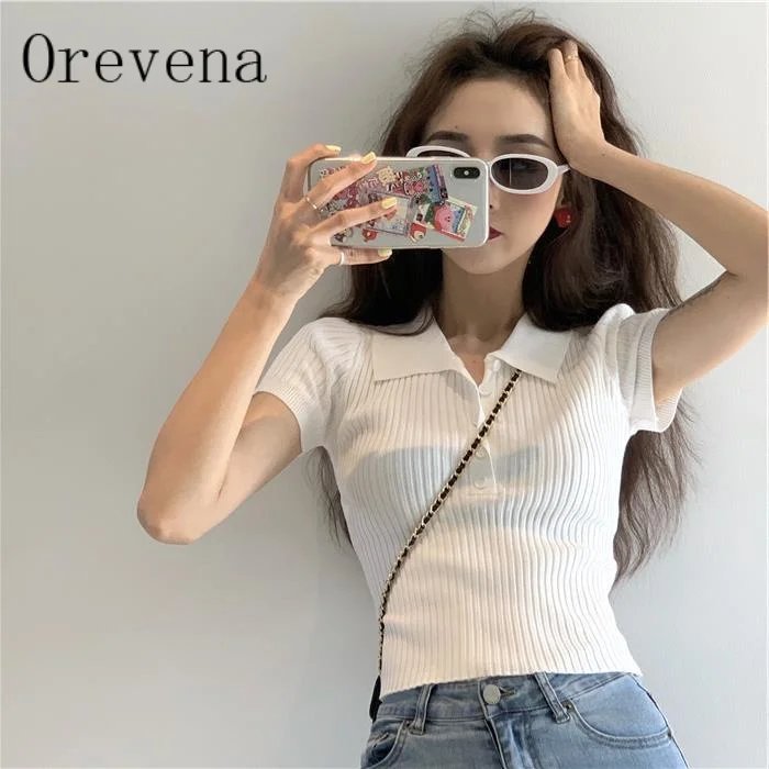 Chic Ribbed Summer Polo Top