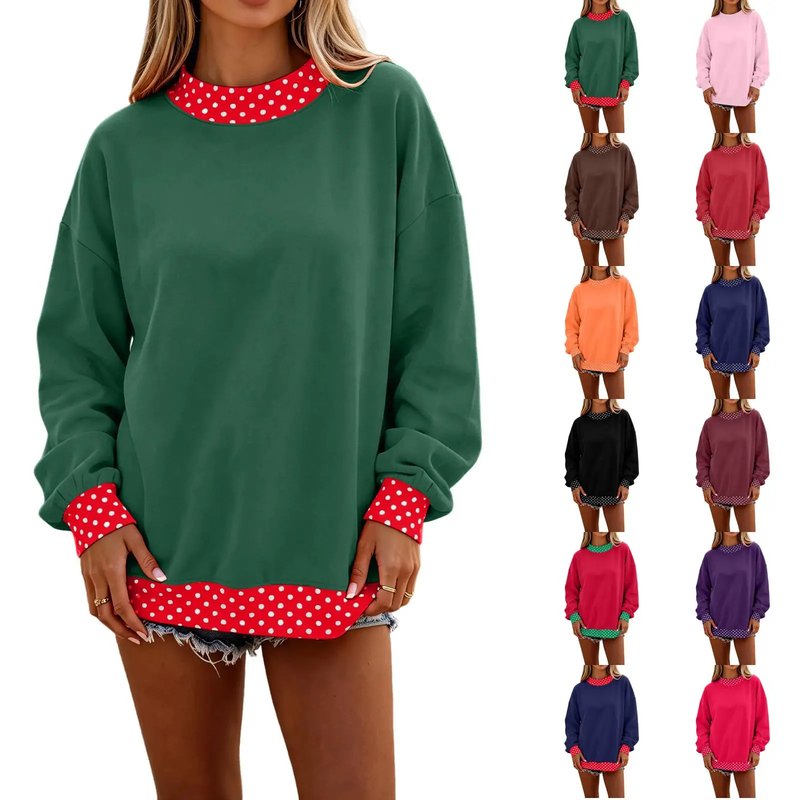 Chic Polka Dot Pullover Hoodie