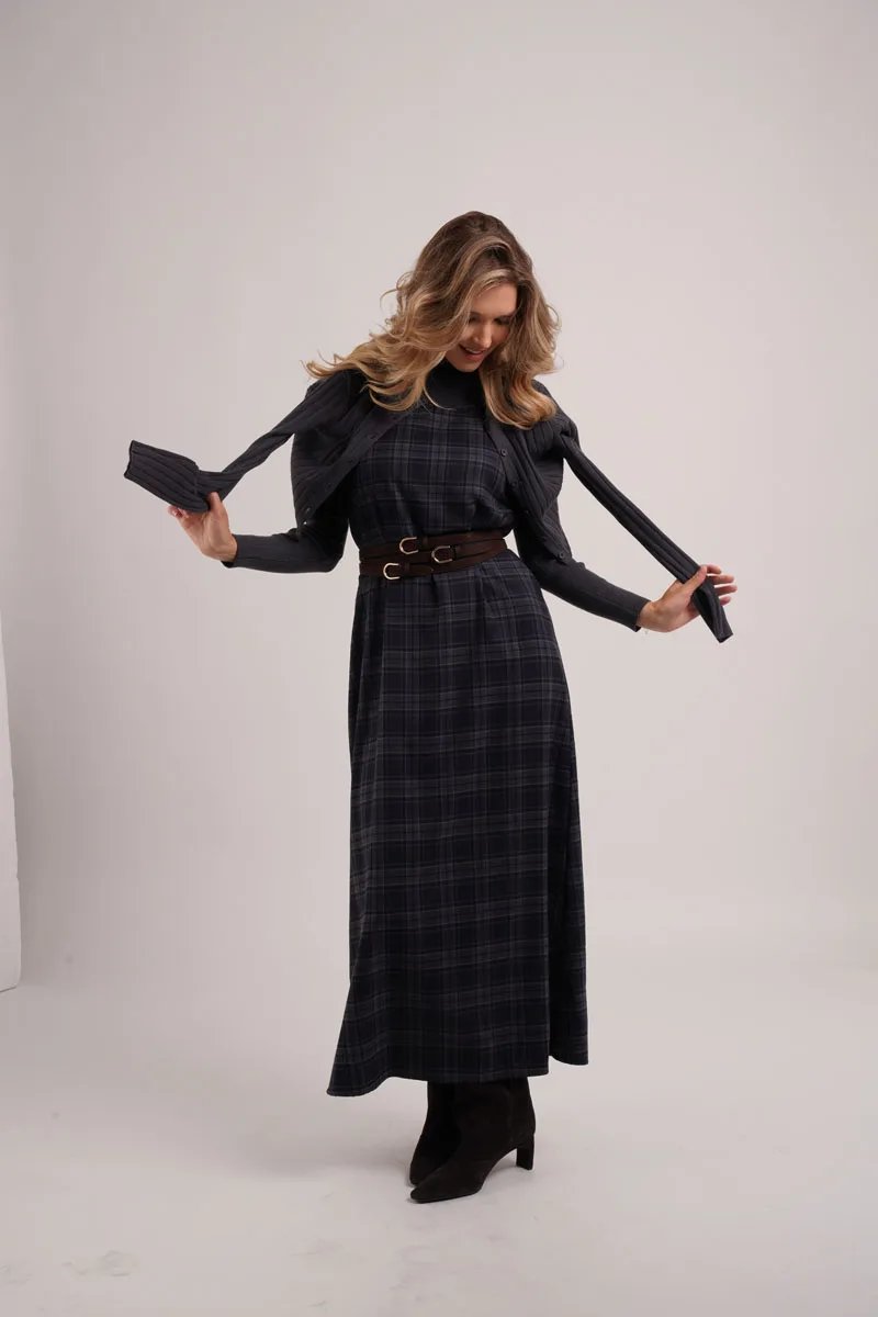 Chic Plaid Slip Dress & Cardigan Set