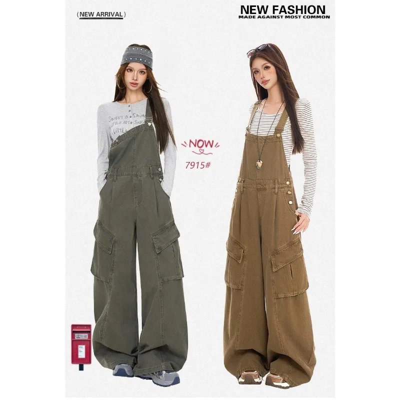 Vintage High-Waist Denim Overalls