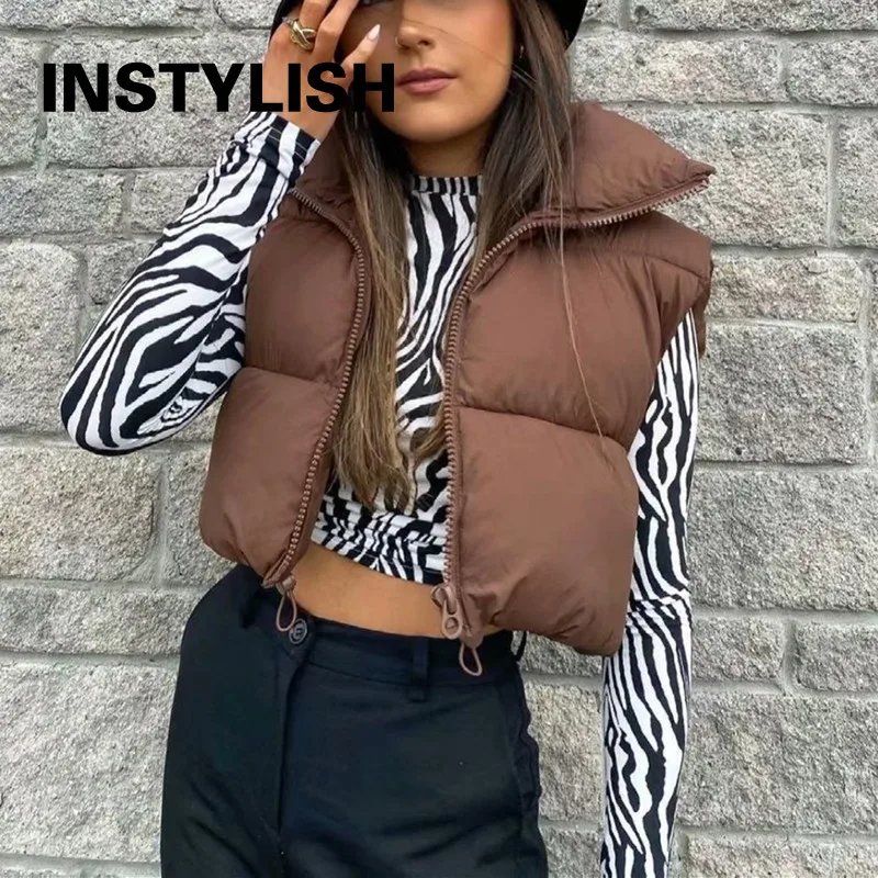 Women's Stylish Cropped Puffer Vest
