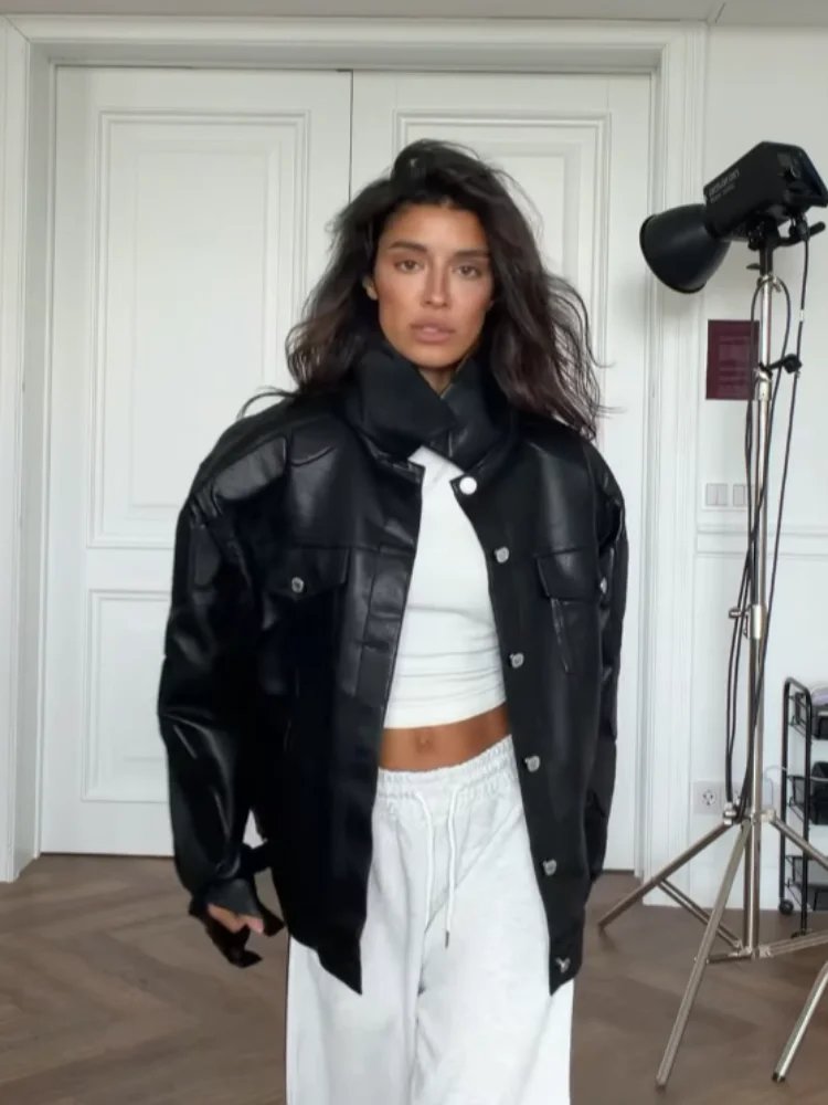 Chic Vintage Faux Leather Moto Jacket