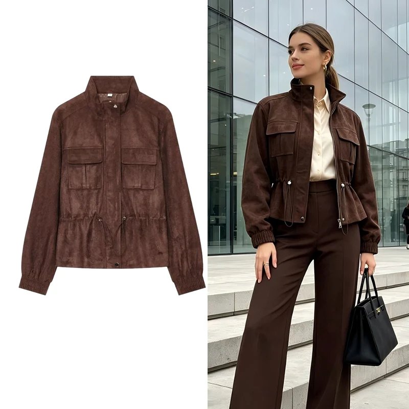 Stylish Faux Suede Jacket for Women