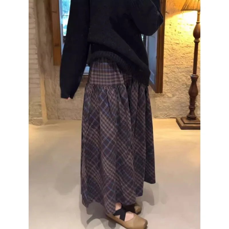 Vintage Japanese Plaid Midi Skirt