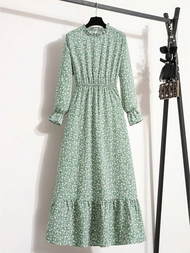 Floral Midi Dress with Ruffle Details