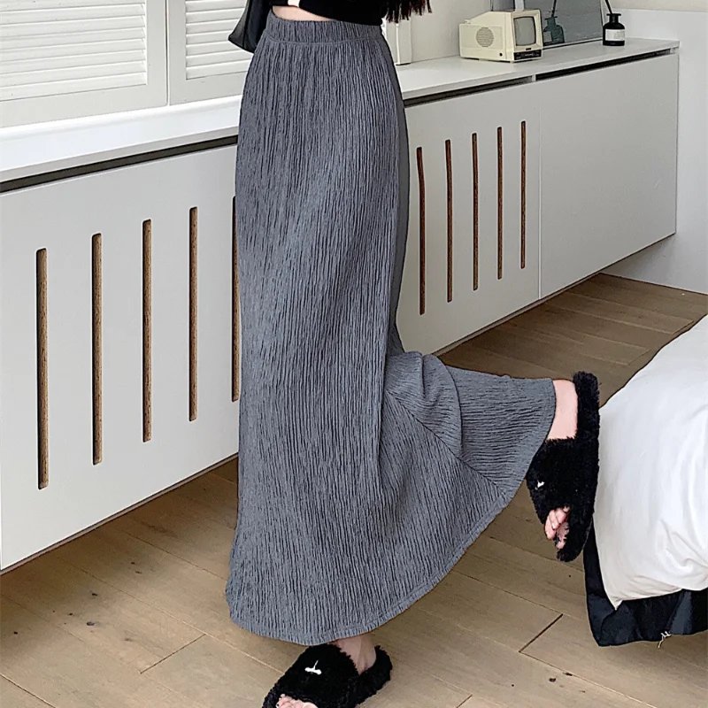 Casual Pleated Maxi Skirt for Women