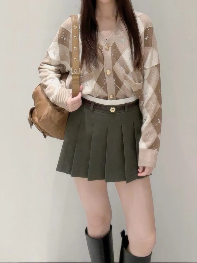 Chic Argyle Knitted Cardigan