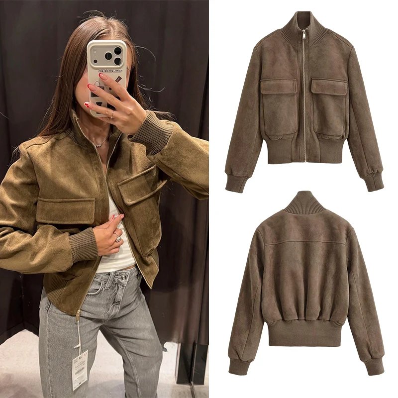 Women's Faux Suede Flight Jacket