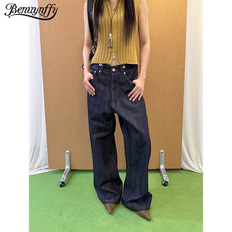 Retro High-Waisted Wide Leg Jeans