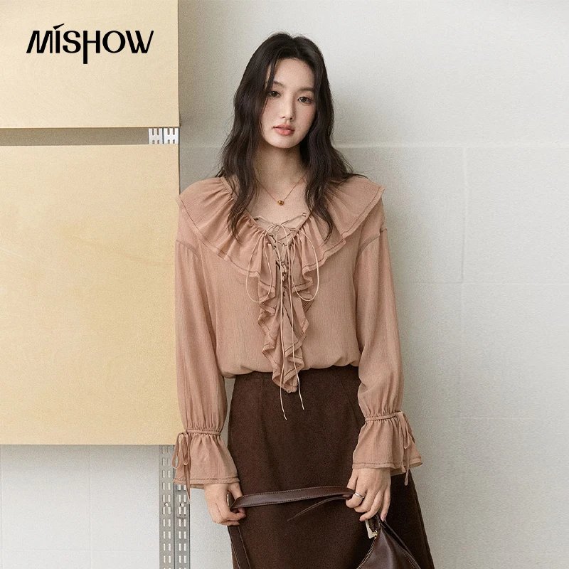 Elegant Ruffle Collar Chiffon Blouse