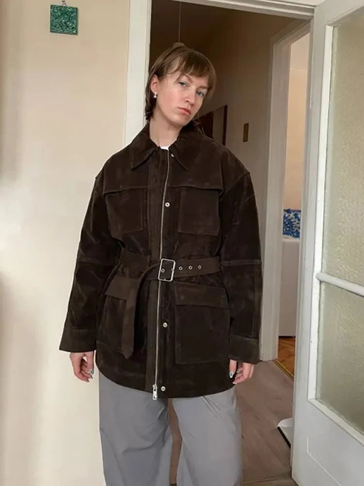 Women's Faux Suede Belted Jacket