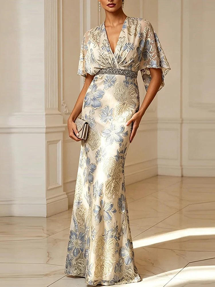 Elegant Backless Floral Summer Dress