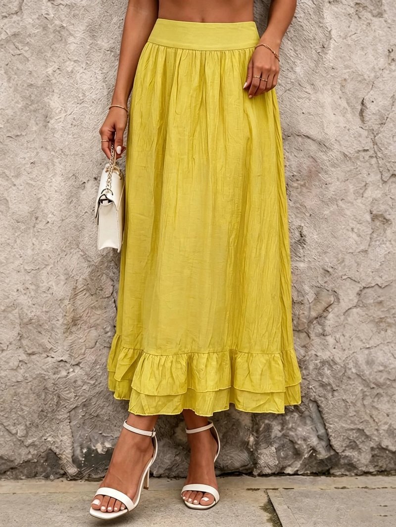 Chic High Waist Flowy Midi Skirt
