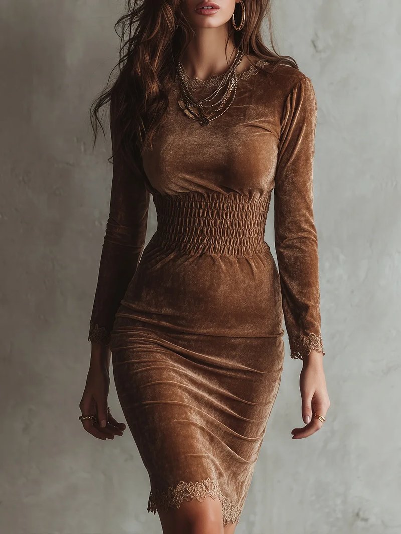 Chic Long Sleeve Midi Dress